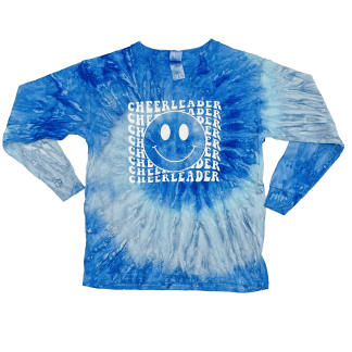 SMILEY BLUE TIE DYE CHEERLEADER L/S